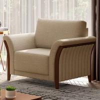 Kit 2 Poltronas Decorativas Sala De Estar 102cm Pés Madeira Roya M22 Linho Bege - Mpozenato - 2