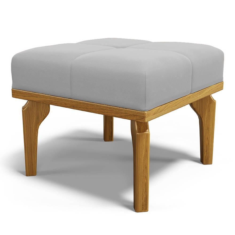 Poltrona De Amamentação Balanço E Puff Base De Madeira Brenda G05 Veludo Cinza - Mpozenato - 3