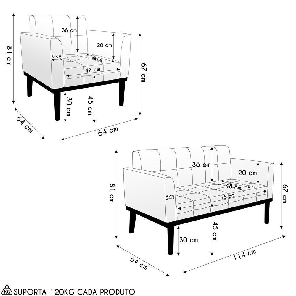 Namoradeira E 2 Poltronas Base Madeira Castanho Ana Bouclé Grafite - Ibiza - 4