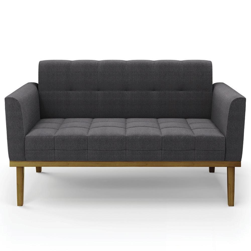 Namoradeira E 2 Poltronas Base Madeira Castanho Ana Bouclé Grafite - Ibiza - 9