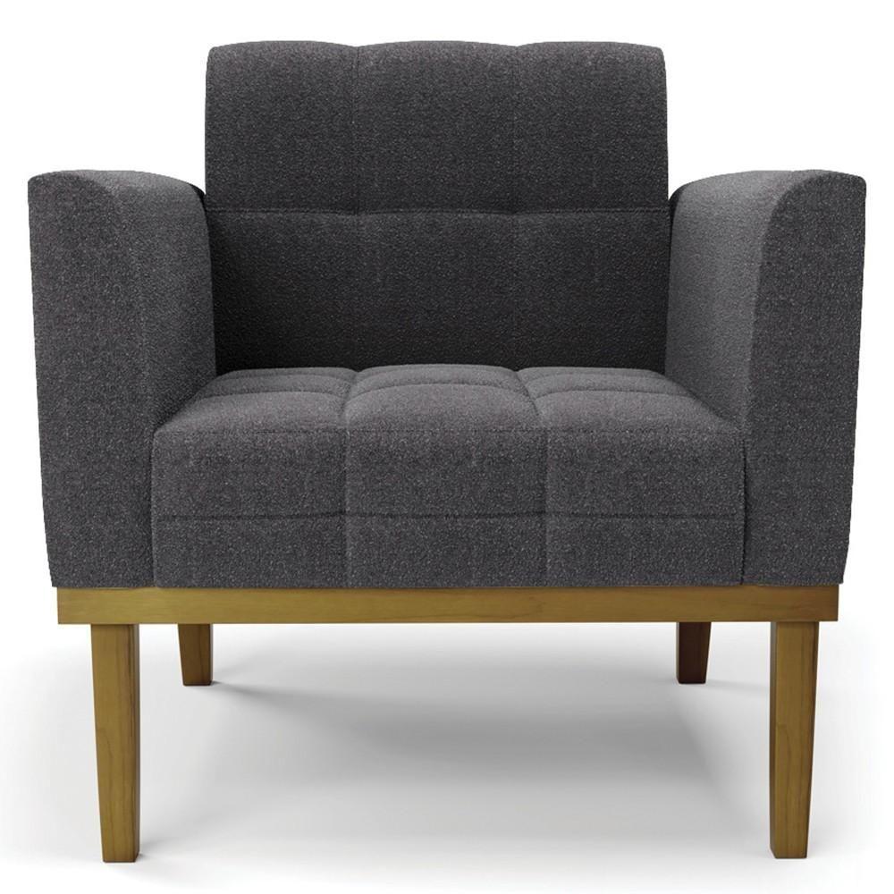 Namoradeira E 2 Poltronas Base Madeira Castanho Ana Bouclé Grafite - Ibiza - 10