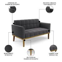 Namoradeira E 2 Poltronas Base Madeira Castanho Ana Bouclé Grafite - Ibiza - 5