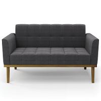 Namoradeira E 2 Poltronas Base Madeira Castanho Ana Bouclé Grafite - Ibiza - 9