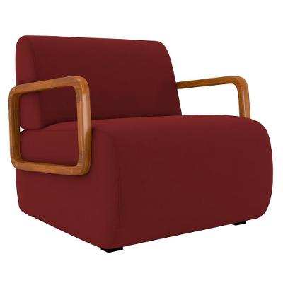 Poltrona Decorativa Orgânica Belarus K04 Para Sala Veludo Vermelho Mpozenato