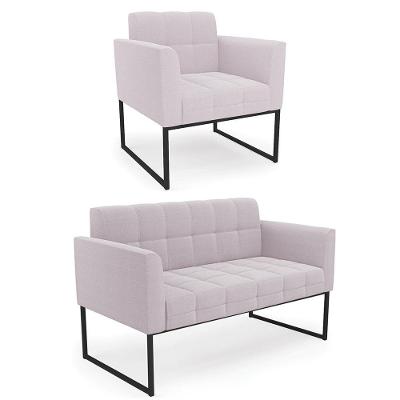 Kit Namoradeira E Poltrona Ana Bouclê Rosê Bouclê Preto Rosê Ibiza