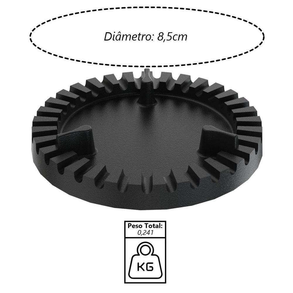 Espalha Chama Fogão Industrial Queimador Duplo Ferro 8,5cm - 2