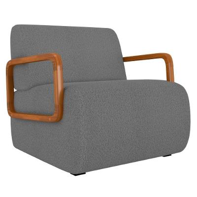Poltrona Decorativa Orgânica Belarus K04 Para Sala Bouclê Cinza Mpozenato