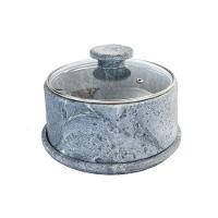 Boleira E Queijeira Em Pedra Sabão Tampa De Vidro G 13x22cm - 1