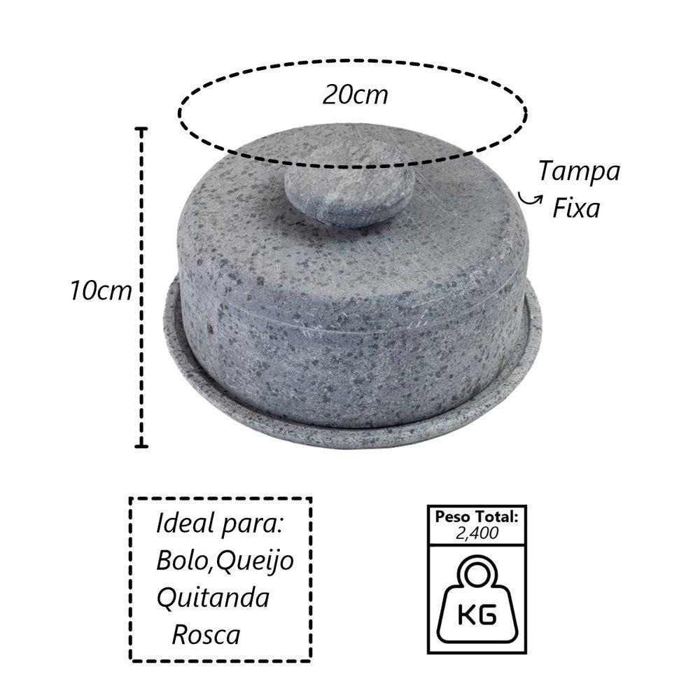 Boleira E Queijeira Gourmet Tampa De Pedra Sabão P 10x20cm - 2