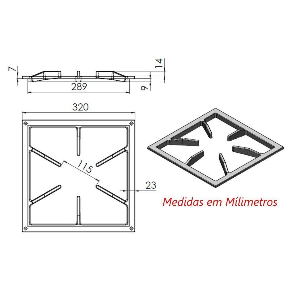 Grelha 6 Hastes Gsp Fogão Industrial Ferro Fundido 30x30cm - 3