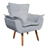 Kit Namoradeira 2 Lugares E 2 Poltronas Decorativas Pés Palito Opla Suede Cinza - Ibiza - 2