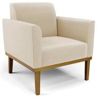 Poltrona Base Madeira Castanho Kit 2 Maressa Suede Bege - Ibiza - 5