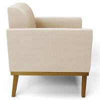 Poltrona Base Madeira Castanho Kit 2 Maressa Suede Bege - Ibiza - 8