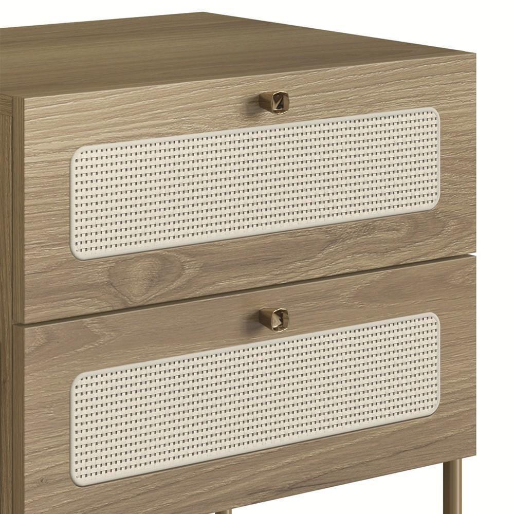 Mesa De Cabeceira Com 2 Gavetas Pé Metal Arlo A10 Hanover/dourado - Mpozenato - 6