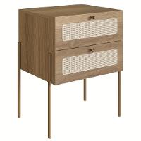 Mesa De Cabeceira Com 2 Gavetas Pé Metal Arlo A10 Hanover/dourado - Mpozenato - 1