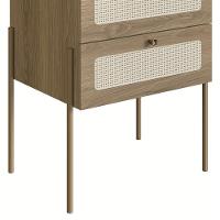 Mesa De Cabeceira Com 2 Gavetas Pé Metal Arlo A10 Hanover/dourado - Mpozenato - 7