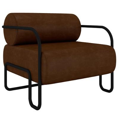 Poltrona Decorativa Industrial Kira K04 Couro Sintético Marrom Mpozenato