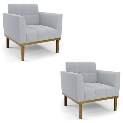 Kit 2 Poltronas Sala Ana Bouclé Principal Para Sala De Estar Bouclé Cinza Ibiza