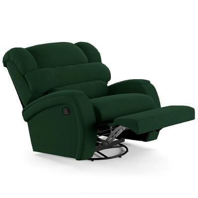 Poltrona Do Papai Reclinável Kalie Glider Giratória Fh9 Veludo Verde - Mpozenato