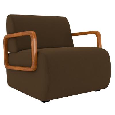 Poltrona Decorativa Orgânica Belarus K04 Para Sala Veludo Marrom Mpozenato