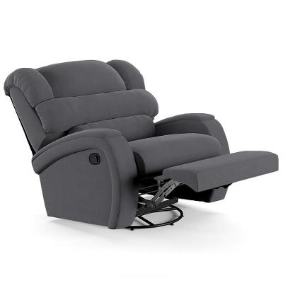 Poltrona Do Papai Reclinável Kalie Glider Giratória Usb Fh9 Veludo Cinza - Mpozenato