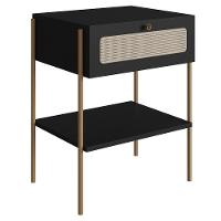 Mesa De Cabeceira Com 1 Gaveta Pé Metal Arlo A10 Nero/dourado - Mpozenato - 1