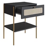 Mesa De Cabeceira Com 1 Gaveta Pé Metal Arlo A10 Nero/dourado - Mpozenato - 5