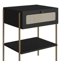 Mesa De Cabeceira Com 1 Gaveta Pé Metal Arlo A10 Nero/dourado - Mpozenato - 7