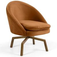 Poltrona Decorativa Base Ka Madeira Rafa Veludo C-262 Telha - Domi - 1