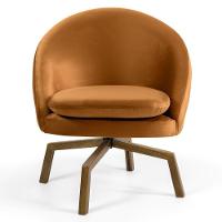 Poltrona Decorativa Base Ka Madeira Rafa Veludo C-262 Telha - Domi - 2