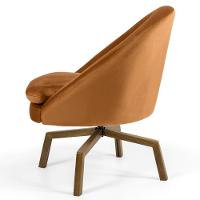 Poltrona Decorativa Base Ka Madeira Rafa Veludo C-262 Telha - Domi - 3