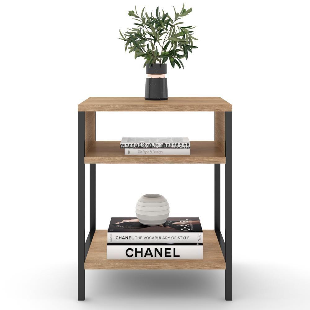 Mesa De Cabeceira Estilo Industrial Plaza L03 Castanho - Mpozenato - 6