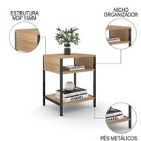 Mesa De Cabeceira Estilo Industrial Plaza L03 Castanho - Mpozenato - 3
