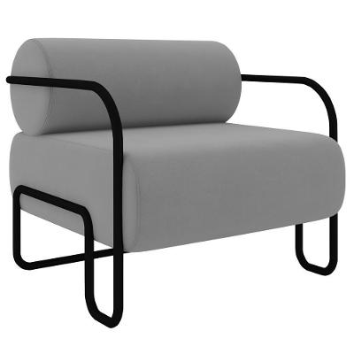 Poltrona Decorativa Kira K04 Para Sala Industrial Veludo Cinza Mpozenato