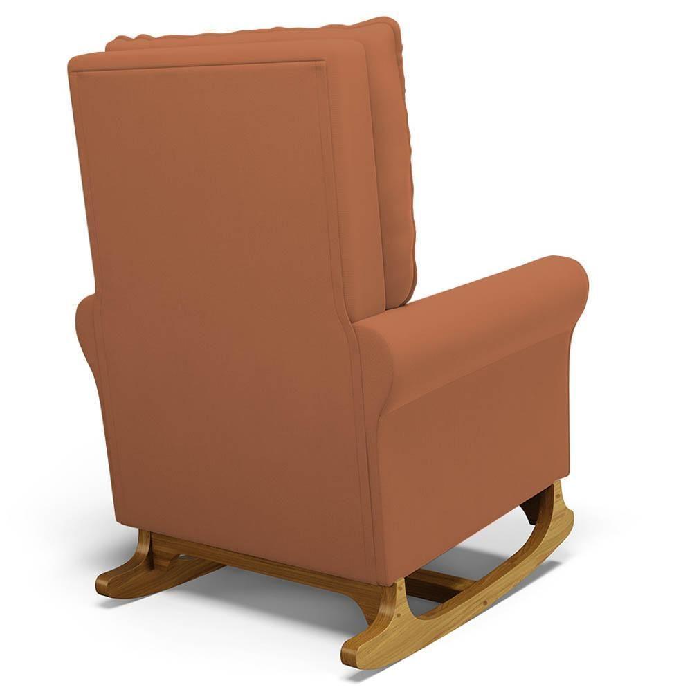 Poltrona De Amamentação Balanço E Puff Base De Madeira Brenda G05 Veludo Terracota - Mpozenato - 6