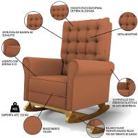 Poltrona De Amamentação Balanço E Puff Base De Madeira Brenda G05 Veludo Terracota - Mpozenato - 3