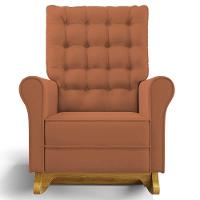 Poltrona De Amamentação Balanço E Puff Base De Madeira Brenda G05 Veludo Terracota - Mpozenato - 7