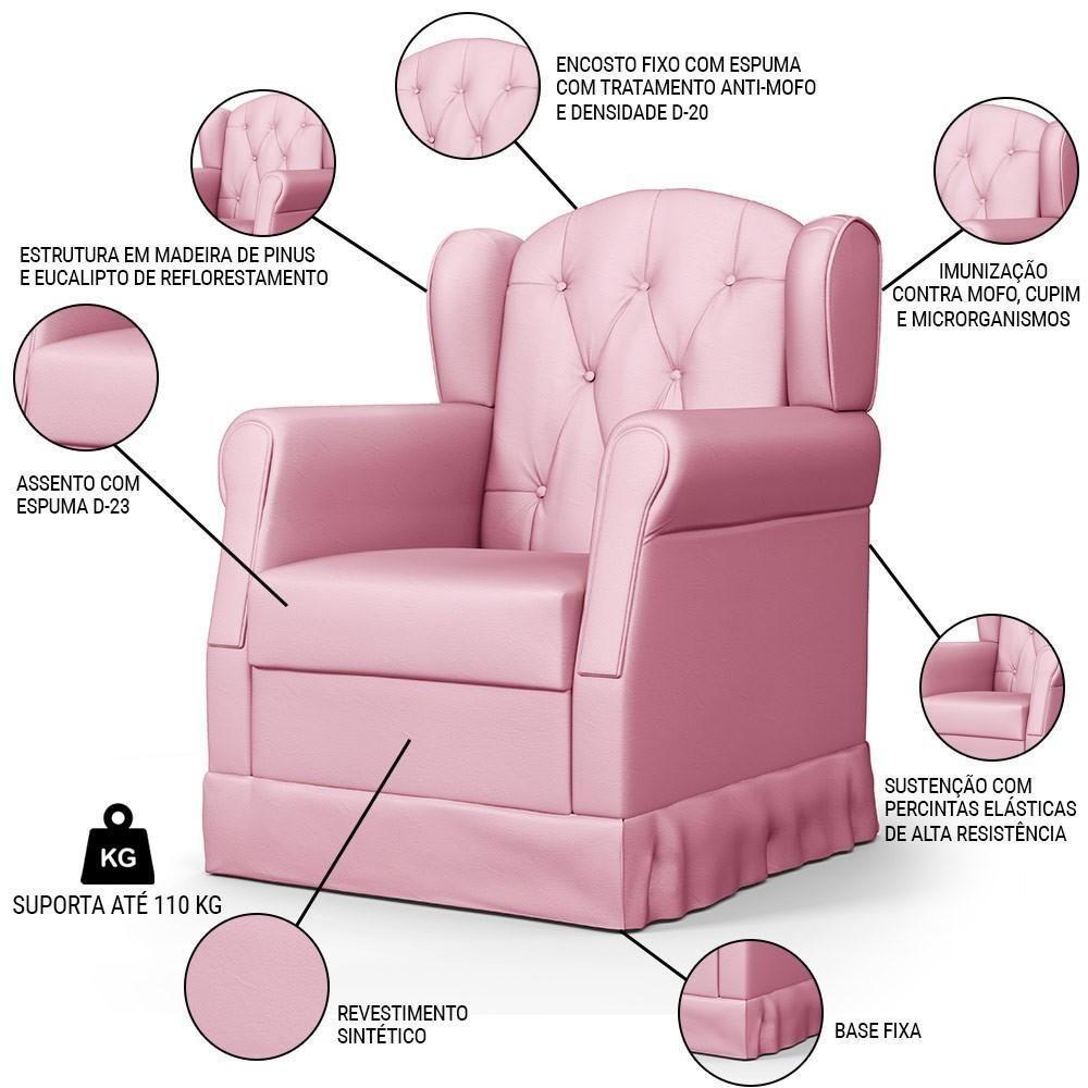 Poltrona De Amamentação Fixa Lucy P04 Sintético Rosa - Mpozenato - 3