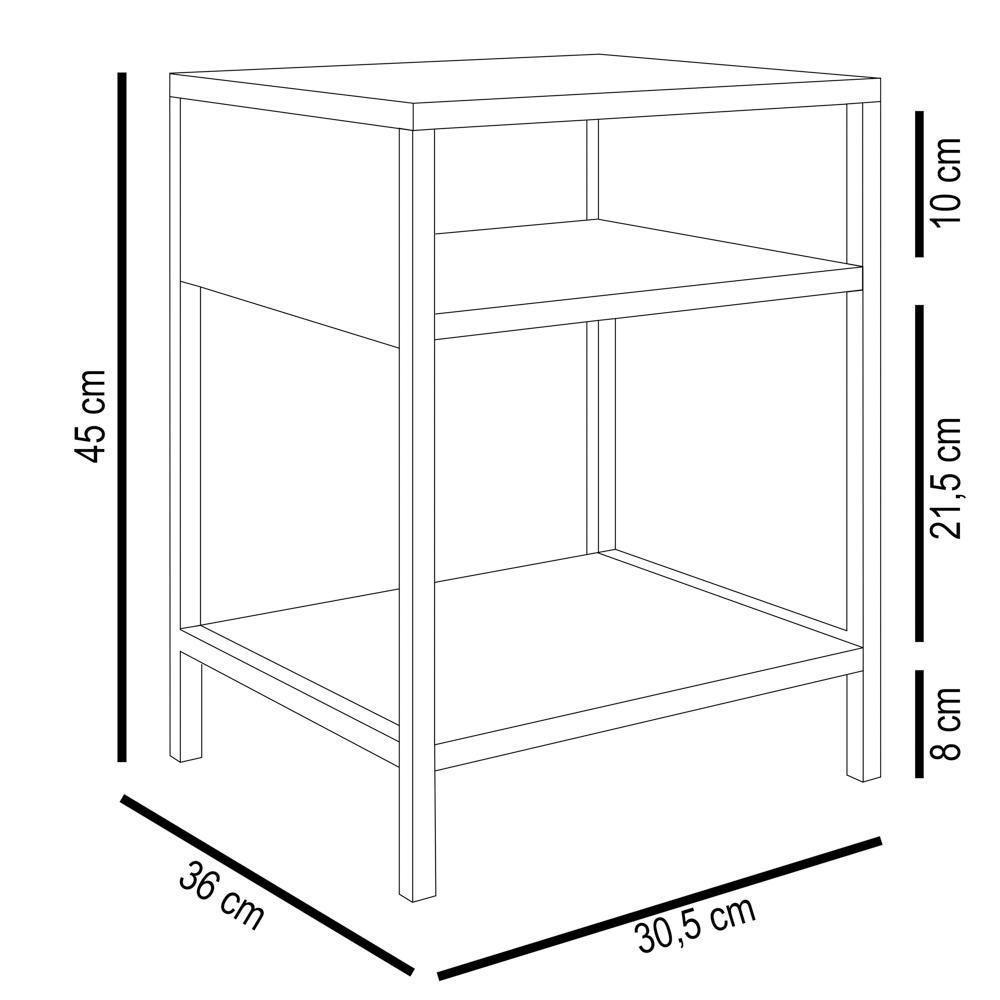 Mesa De Cabeceira Estilo Industrial Plaza L03 Preto - Mpozenato - 4