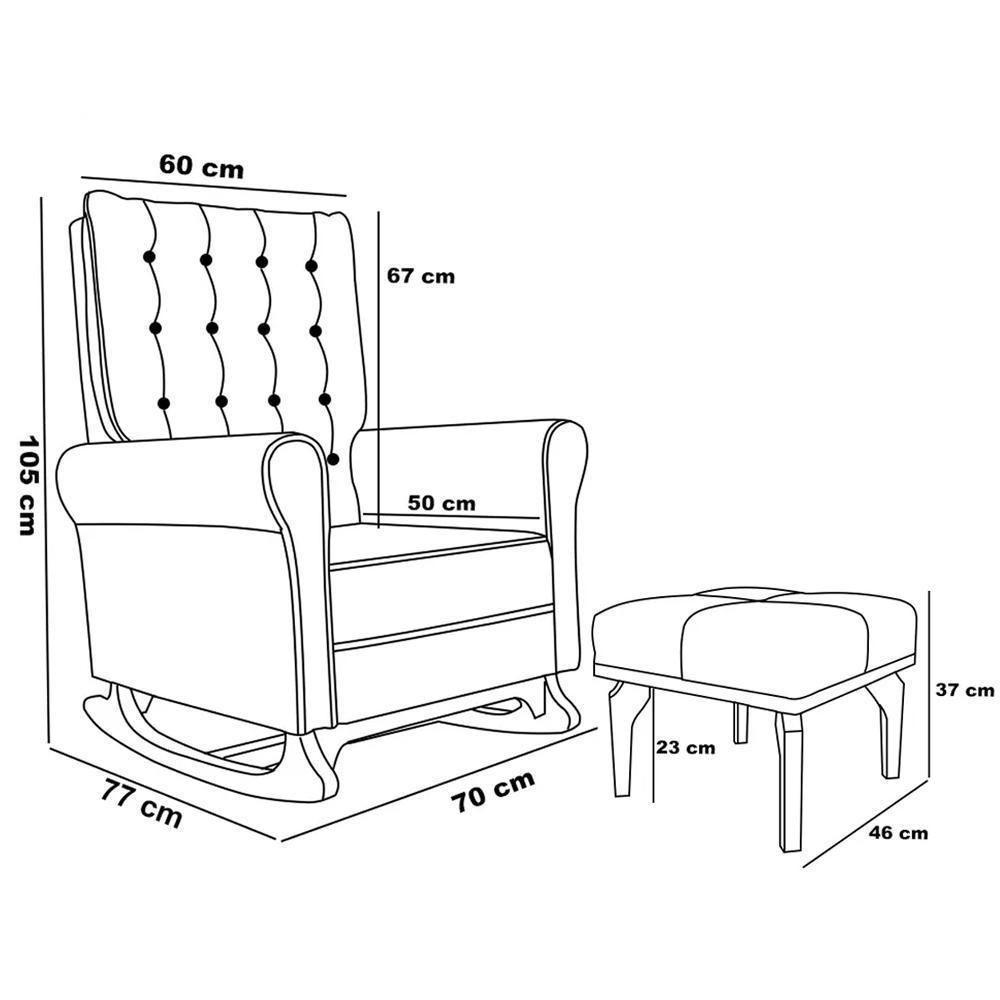 Poltrona De Amamentação Balanço E Puff Base De Madeira Brenda G05 Linho Areia - Mpozenato - 4