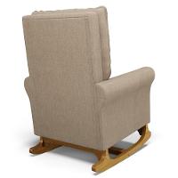 Poltrona De Amamentação Balanço E Puff Base De Madeira Brenda G05 Linho Areia - Mpozenato - 6