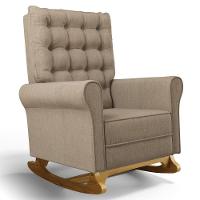 Poltrona De Amamentação Balanço E Puff Base De Madeira Brenda G05 Linho Areia - Mpozenato - 8