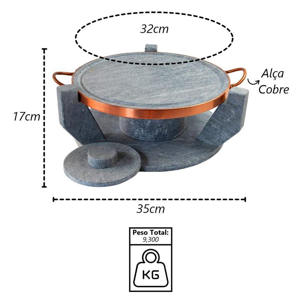 Churrasqueira Pedra Sabão Grelha Funda Sem Tampa G 32cm - 2