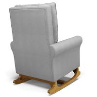 Poltrona De Amamentação Balanço E Puff Base De Madeira Brenda G05 Linho Cinza Escuro - Mpozenato - 6