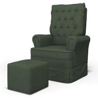 Poltrona De Amamentação E Descanso Com Balanço E Puff Laís G05 Linho Verde - Mpozenato - 1