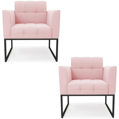 Kit 2 Poltronas Ana Sala De Estar Suede Rosa Ibiza