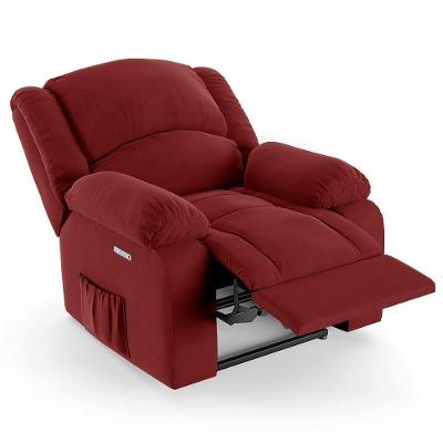 Poltrona Do Papai Reclinável Pietra Elétrica Led Massagem Fh9 Veludo Vermelho - Mpozenato