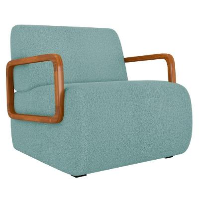 Poltrona Decorativa Orgânica Belarus K04 Para Sala Bouclê Azul Mpozenato