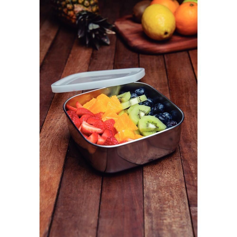 Jogo De Potes Tramontina Freezinox Quadrados Em Aço Inox Com Tampa Plástica 3 Peças - 6