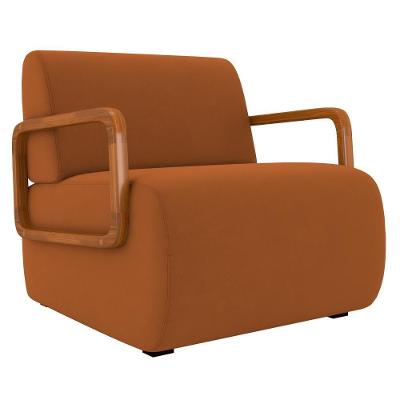 Poltrona Decorativa Orgânica Belarus K04 Para Sala Veludo Terracota Mpozenato